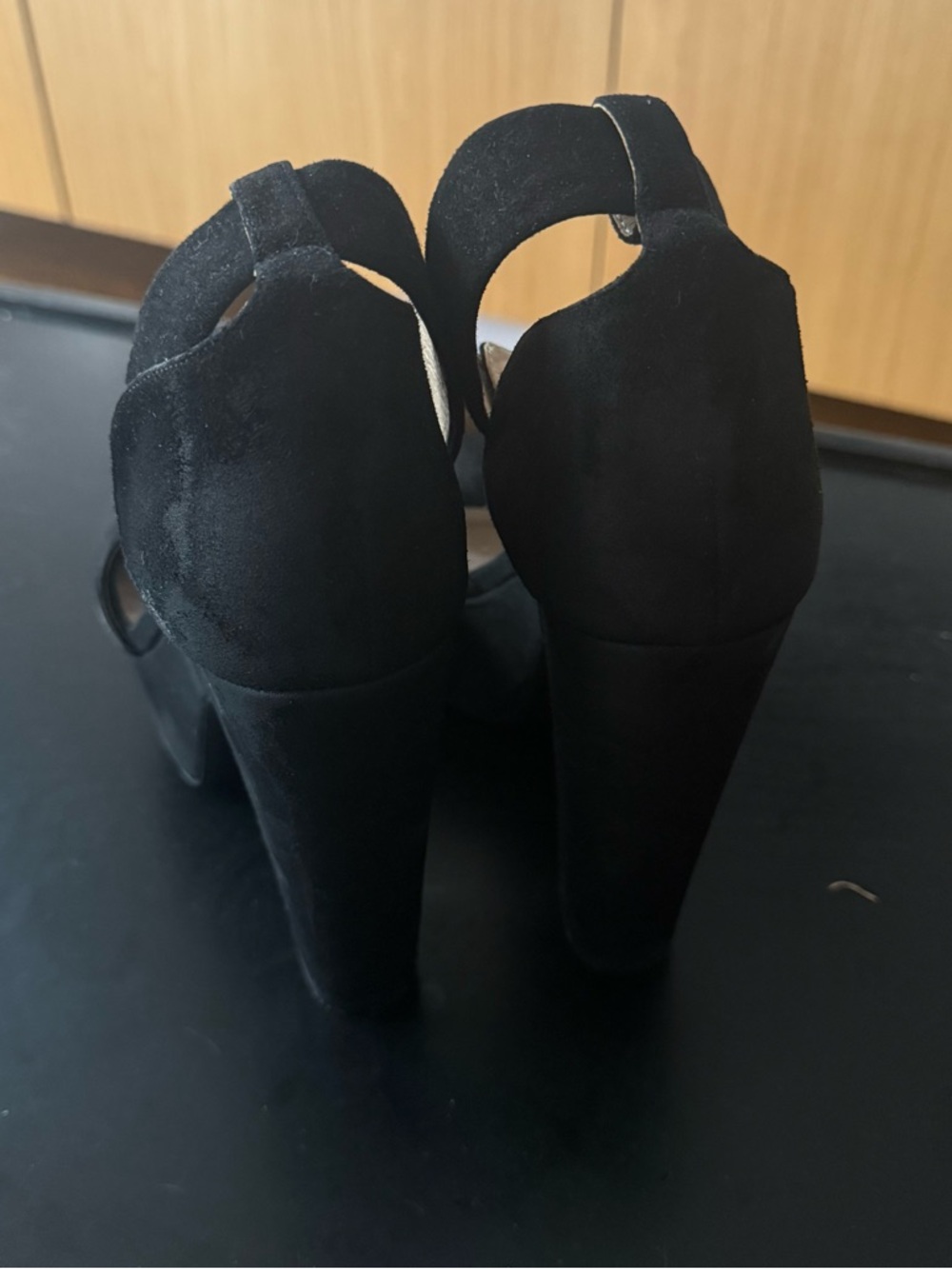 Nicholas Kirkwood Black Suede Platform Heels with Pearl Detail - Picture 6 of 9